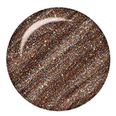 ibd Flash Gel Solstice Swatch, bronze glitter shade swatch of Solstice flash gel polish, holographic and sparkling finish.
